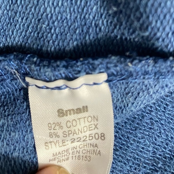 Poof Sweatshirt Womens Size Small Blue White Stars Long Sleeve Split Open Back - Picture 10 of 11